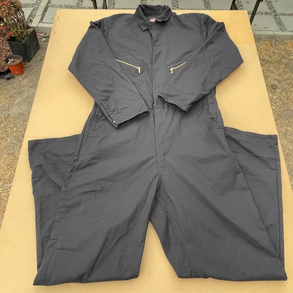 Dickies Coveralls Mens Size M Black Workwear Utility Long Sleeve Jumpsuit